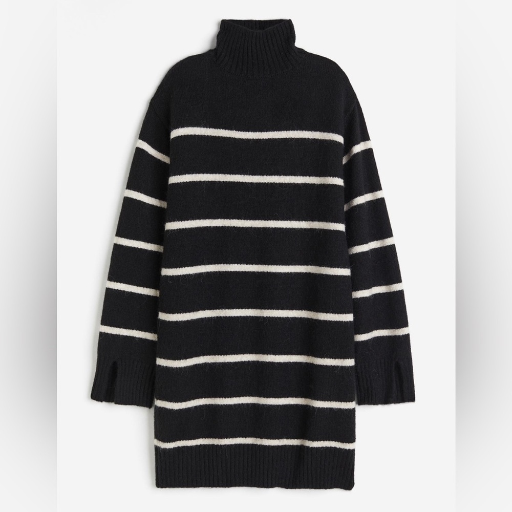 NWOT H&M Turtleneck Sweater Dress XXL Black/Cream